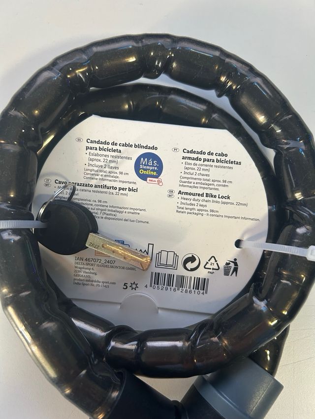 Lucchetto Crivit per Bicicletta con Cavo Blindato