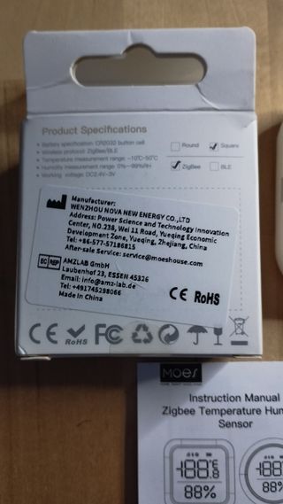 Sensor Moes Tuya Zigbee Temperatura Humedad