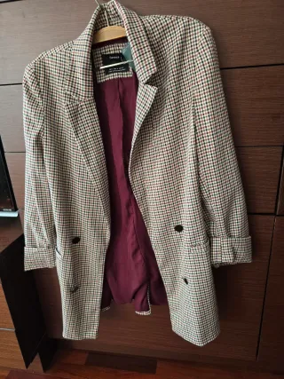 Blazer cuadros marrón y multicolor