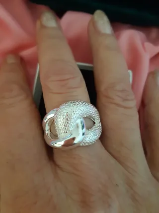 Anillo nudo plata baño talla 18