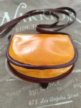 Bolso piel naranja y marrón