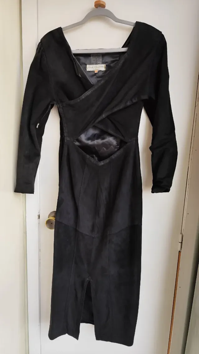 Vestito MIDI in pelle nera