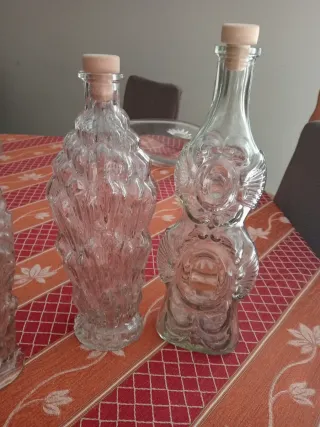 Set 3 Bottiglie Vetro Stile Vintage