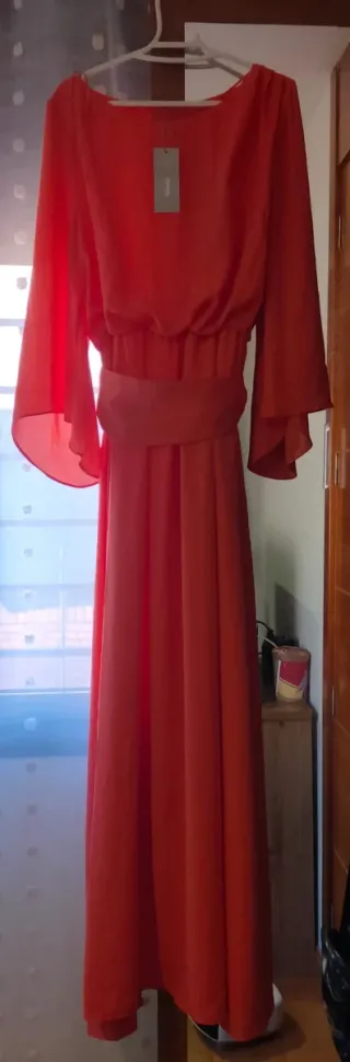 Vestido largo rosa Corte Inglés