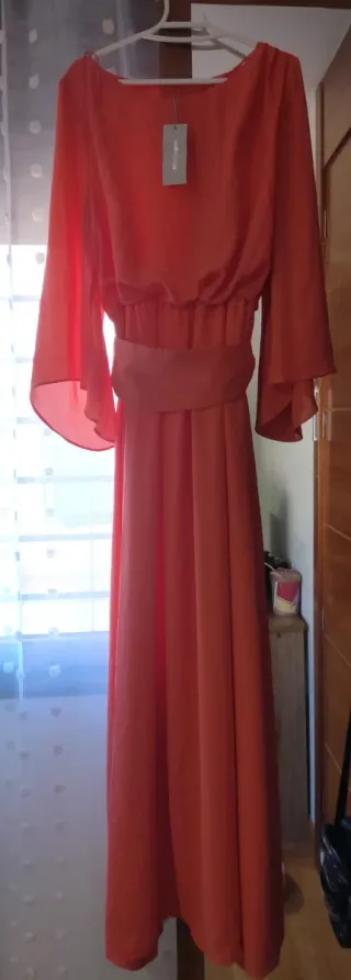 Vestido largo rosa Corte Inglés