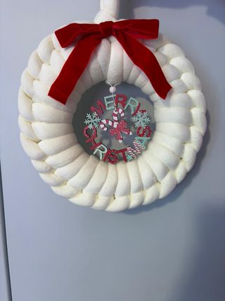 Ghirlanda Natalizia Tessuto Rosso e Bianco