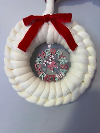 Ghirlanda Natalizia Tessuto Rosso e Bianco