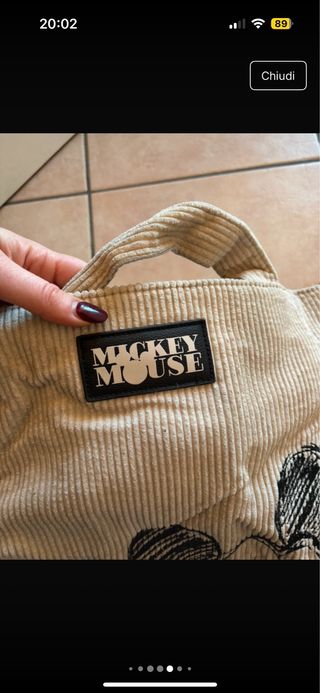 Borsa velluto Disney Mickey Mouse grande