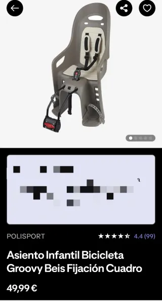 Asiento portabebés bicicleta Polisport