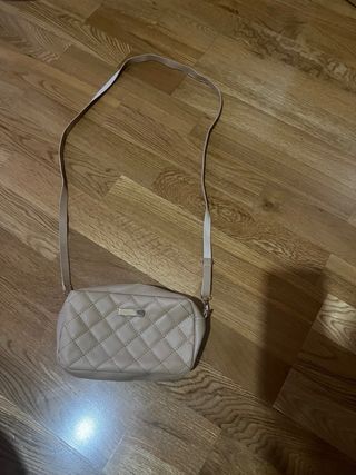 Bolso bandolera mujer beige acolchado