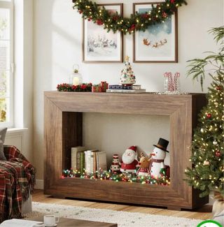 Tavolo Consolle in Legno con Ampio Scaffale