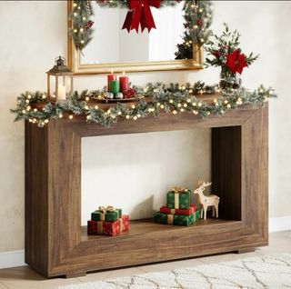 Tavolo Consolle in Legno con Ampio Scaffale