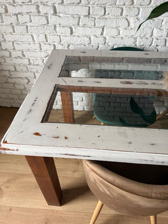 Mesa Comedor Madera Pino 180x90 con Cristal