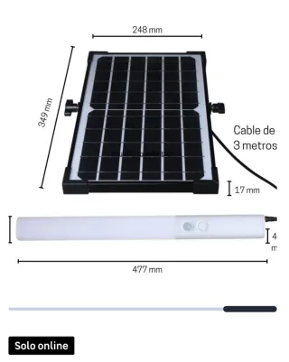 Panel Solar con Cable 3m