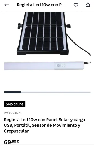Panel Solar con Cable 3m