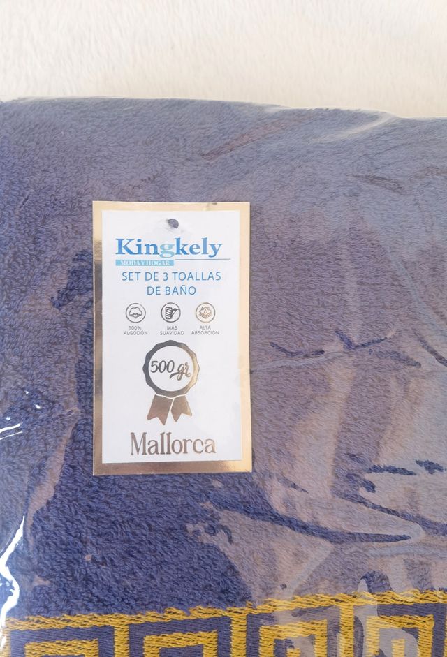 Juego de Toallas Algodón Azul y Dorado