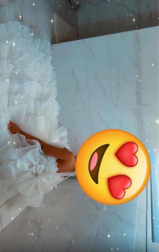 2 Vestidos de fiesta niña blanco con pedrería