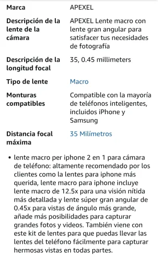 Lente Gran Angular 0.45x Macro