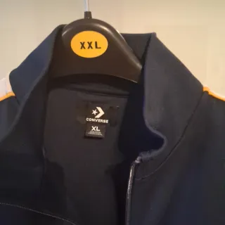 Felpa Converse Blu XL con Bande Bianche