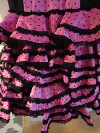 Vestido Sevillana Negro y Rosa