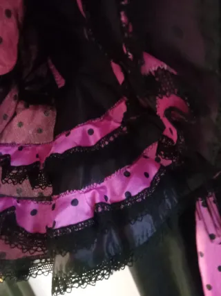 Vestido Sevillana Negro y Rosa