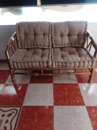 Panchina da giardino in bambu e tessuto