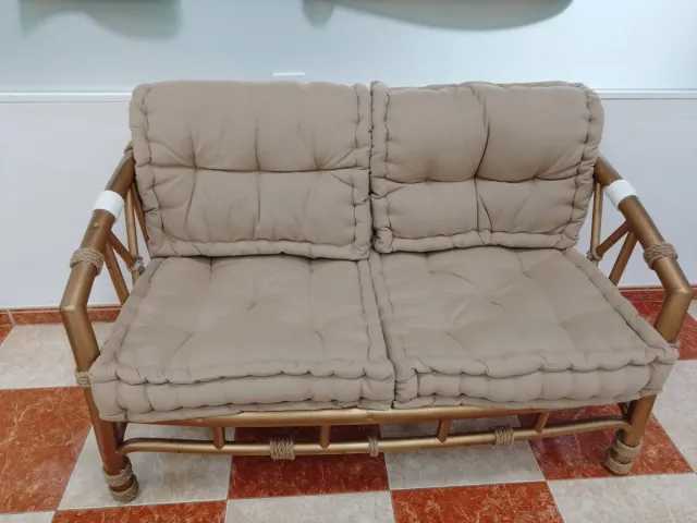 Panchina da giardino in bambu e tessuto