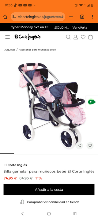 Carro gemelar para muñecos