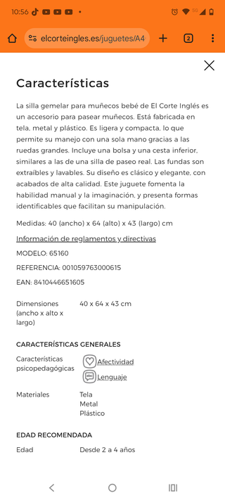 Carro gemelar para muñecos