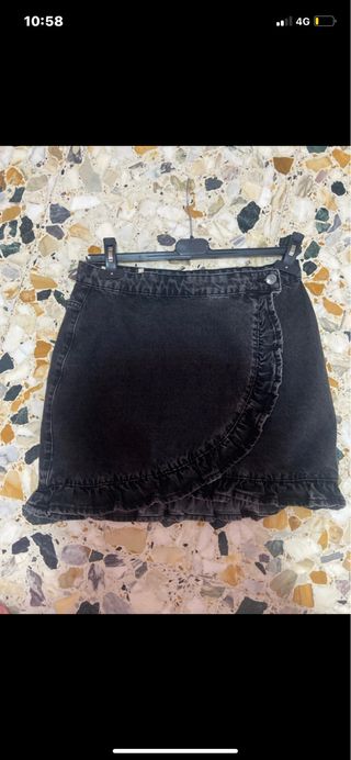 Gonna in jeans nera  asimmetrica