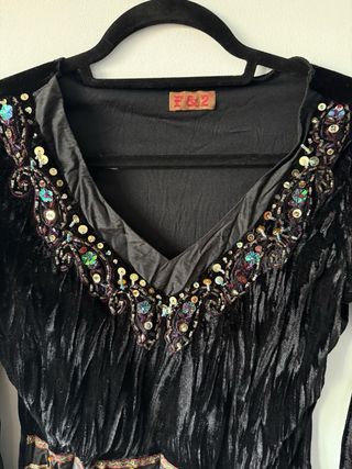 Camiseta Boho Hippie Negra Bordada