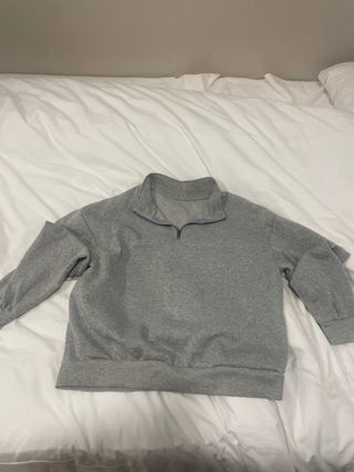 Jersey unisex cuello cremallera gris