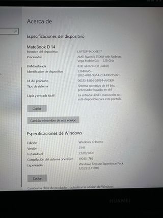 Portátil Huawei MateBook D 14 Gris