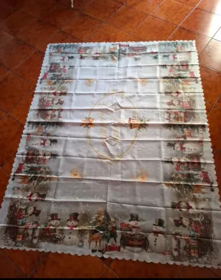 Tovaglia Rettangolare Natalizia con Pupazzi di Nev