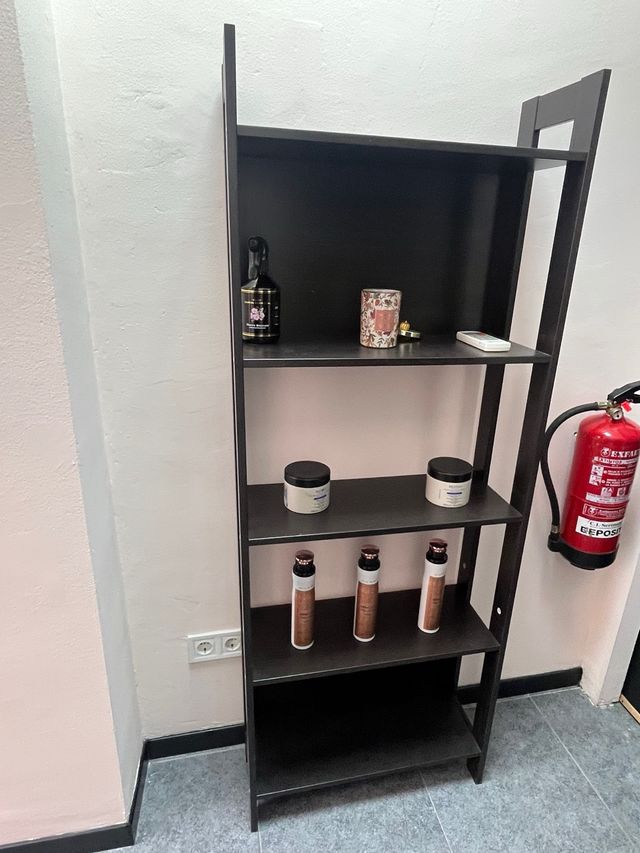 Estantería Escalera Madera Negra/Marrón