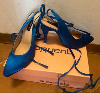 Scarpe tacco blu elettrico n. 36 con lacci