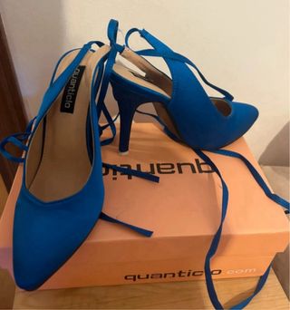 Scarpe tacco blu elettrico n. 36 con lacci