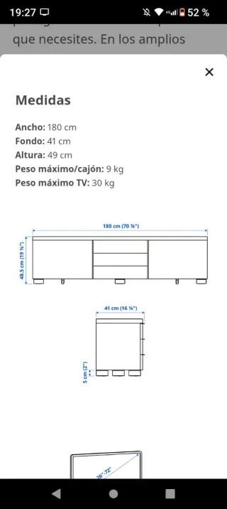 Mueble TV Ikea Besta Burs Blanco/Plata