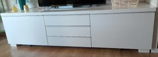 Mueble TV Ikea Besta Burs Blanco/Plata