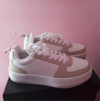 Zapatillas Mujer Talla 37 Beige y Blanco