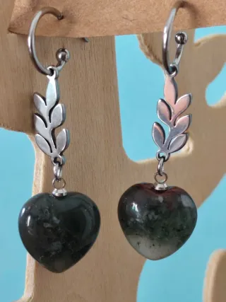 Lote 10 pares pendientes piedra natural