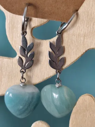 Lote 10 pares pendientes piedra natural