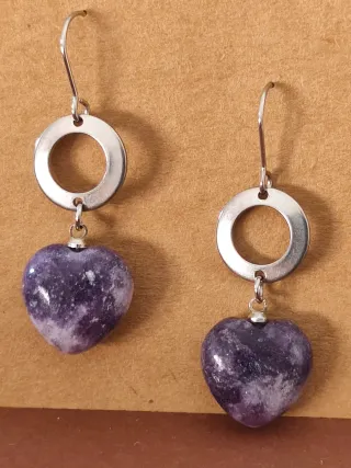 Lote 10 pares pendientes piedra natural