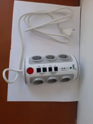 Regleta 6 +modem+ ethernet+ 2 usb enchufes + prote