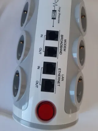 Regleta 6 +modem+ ethernet+ 2 usb enchufes + prote