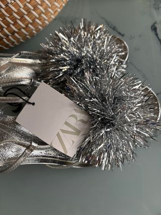 Sandalias Zara Tacon Plataforma Pompones Talla 38