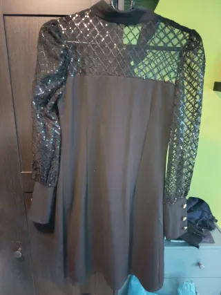 Vestido de fiesta negro lentejuelas y chaqueta