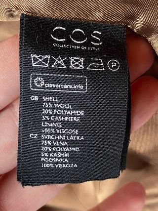 Abrigo de lana COS Talla 42 color camel