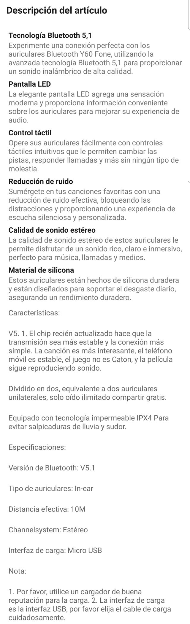 Auriculares Bluetooth 5.1 TWS Y60