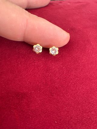 Pendientes Oro 18k Niña Flor Circonita